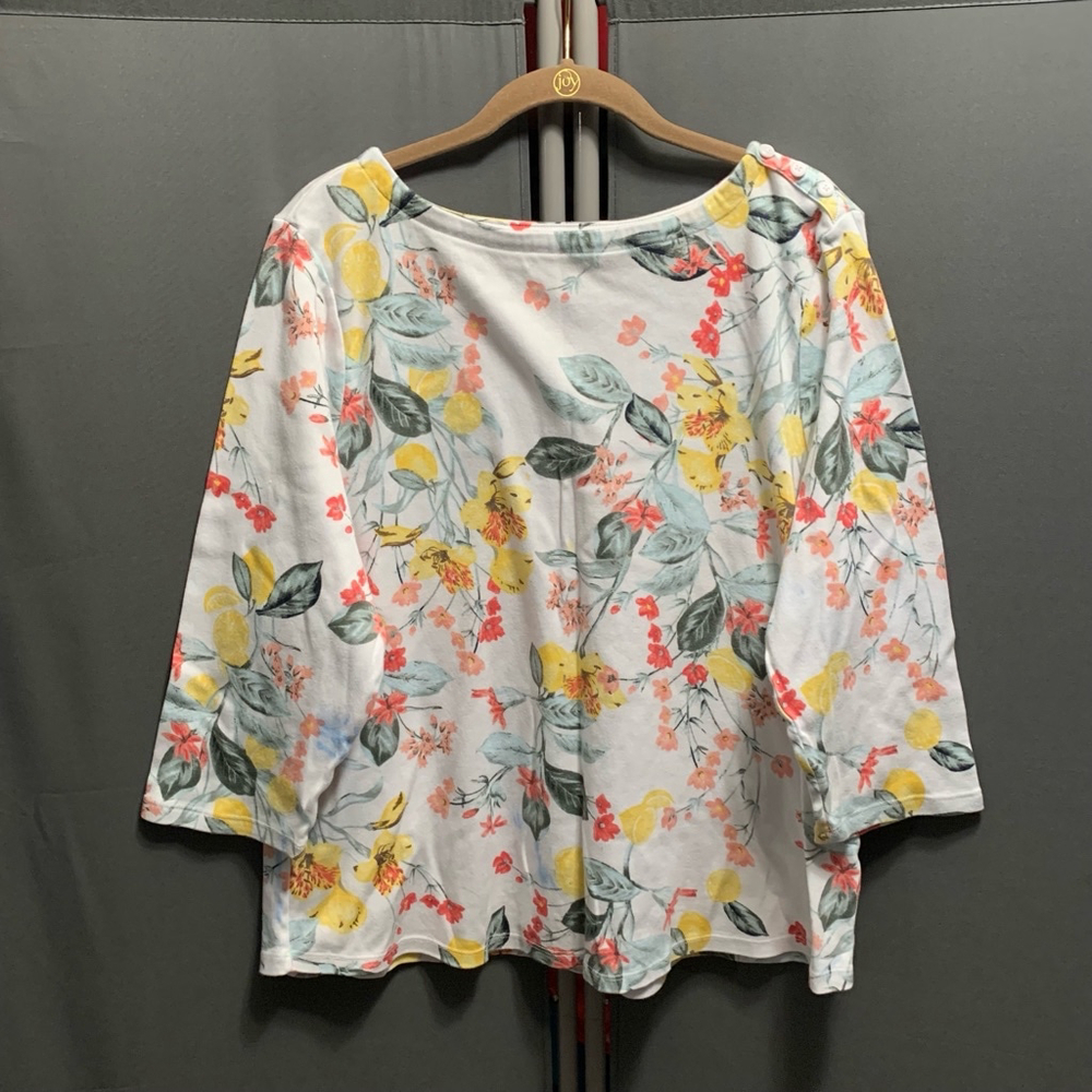 B19 Women's Charter Club Shirt, XXL, White Floral Y2K - Picture 1 of 6